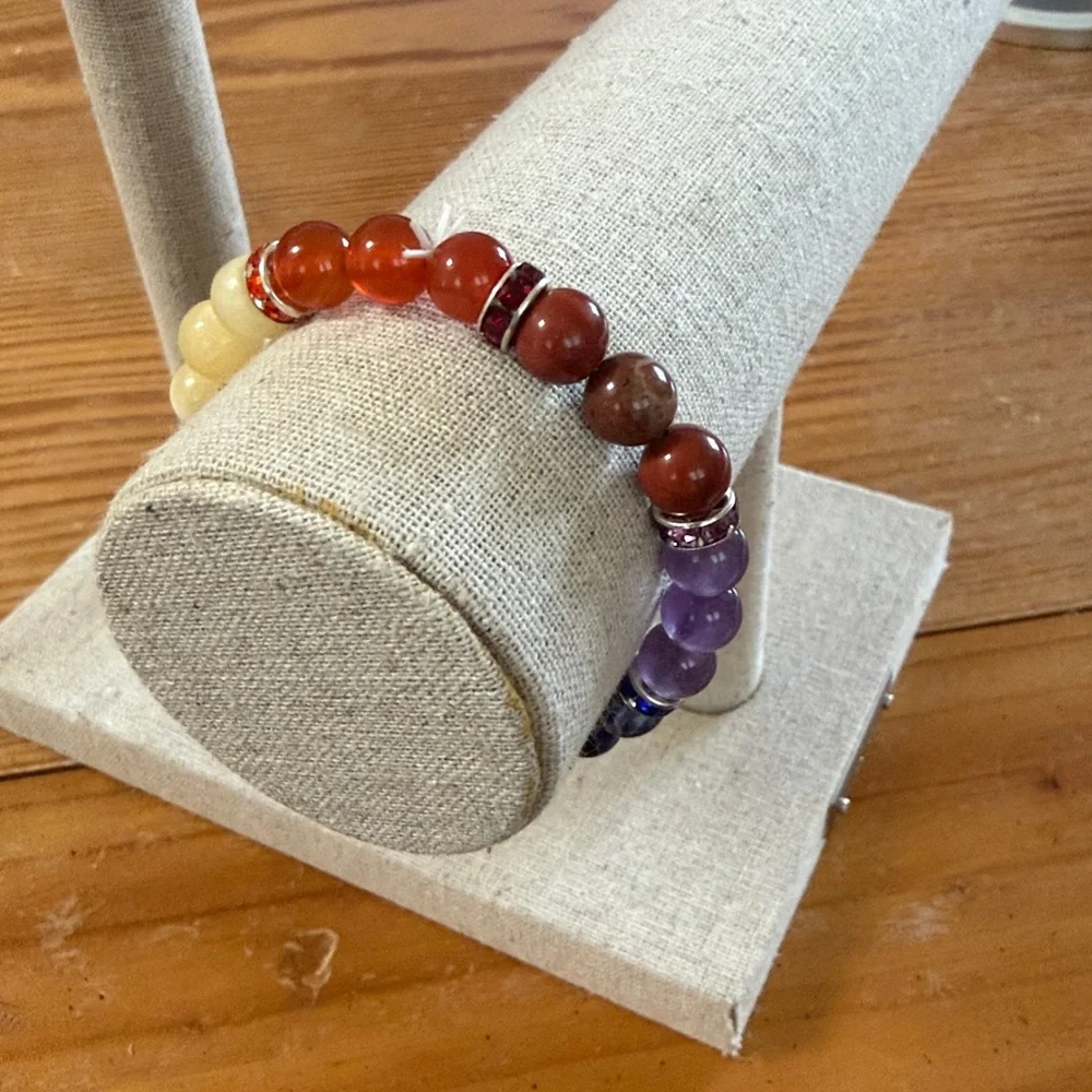 Rainbow gemstone stretch bracelet